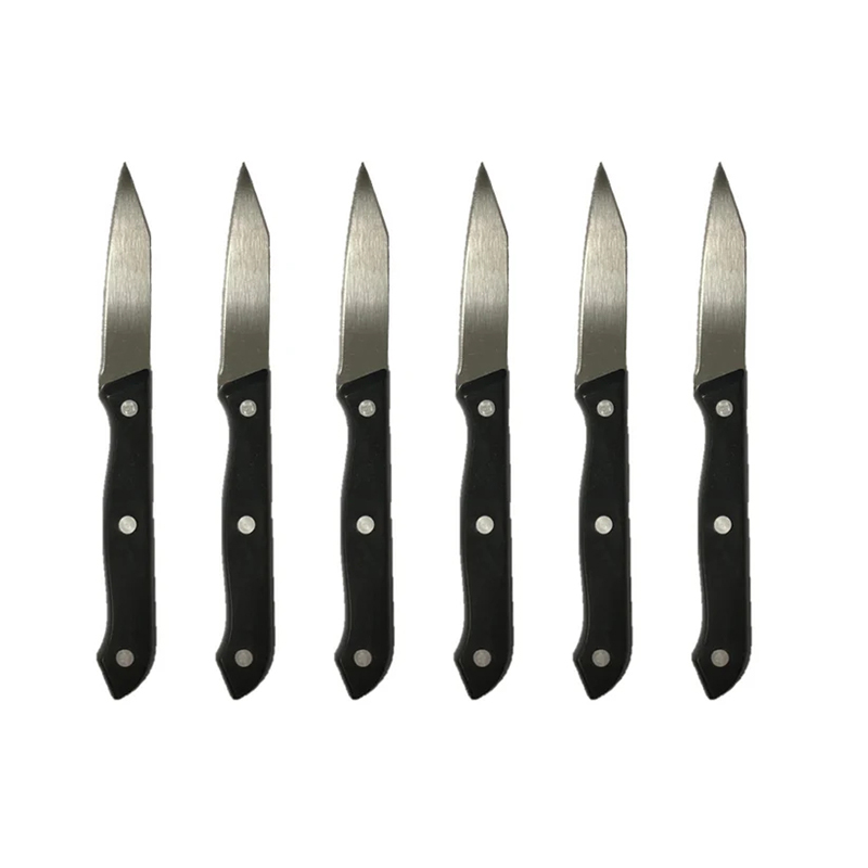 6PCS Kitchen Fruit Knife 19cm Black Kitchen Knife Comfortable Non-Slip Handle for Fruit and Vegetables