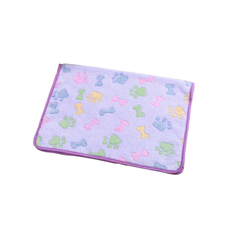 76x52cm Warm Pet Mat Bone Print Cat Dog Puppy Fleece Soft Blanket Bed Cushion Cover - Purple