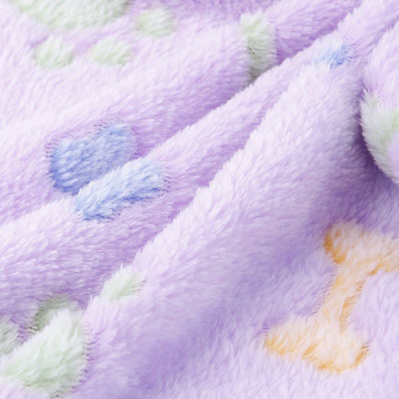 76x52cm Warm Pet Mat Bone Print Cat Dog Puppy Fleece Soft Blanket Bed Cushion Cover - Purple