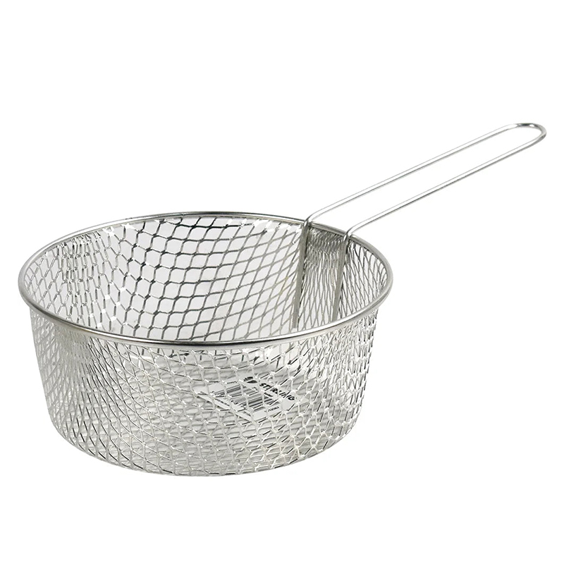 7 Inch Deep Frying Basket With Long Handle Metal Wire Chip Fryer Basket for French Chip Frying Oil Filtering Draining
