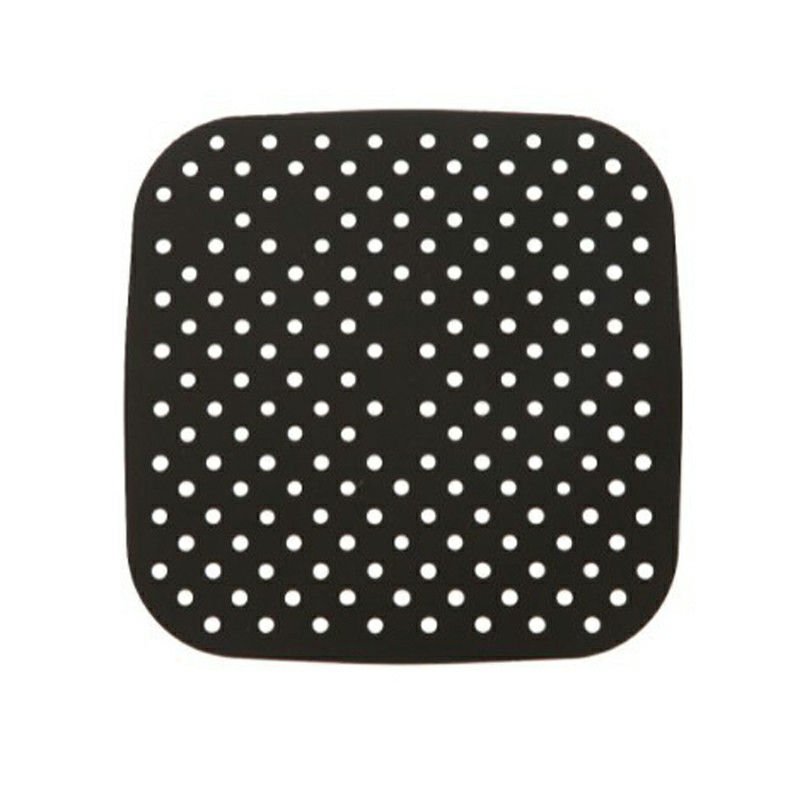 8.5 inch Reusable Air Fryer Liners Non-Stick Silicone Pad Mat Basket Square - Black