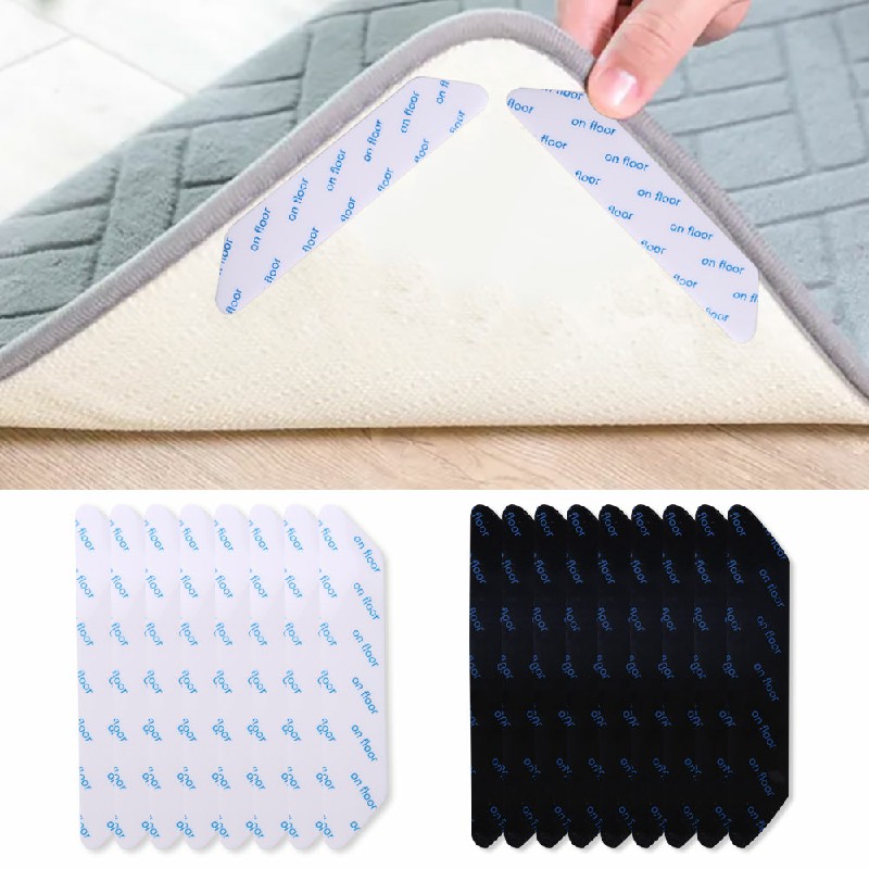 8 pcs Anti Slip Soft Mat Rug Carpet Anti Curling Rug Grippers Tape Floor Stickers - White