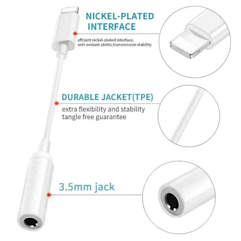 8 Pin to 3.5mm Headphone Bluetooth Jack Audio Adapter