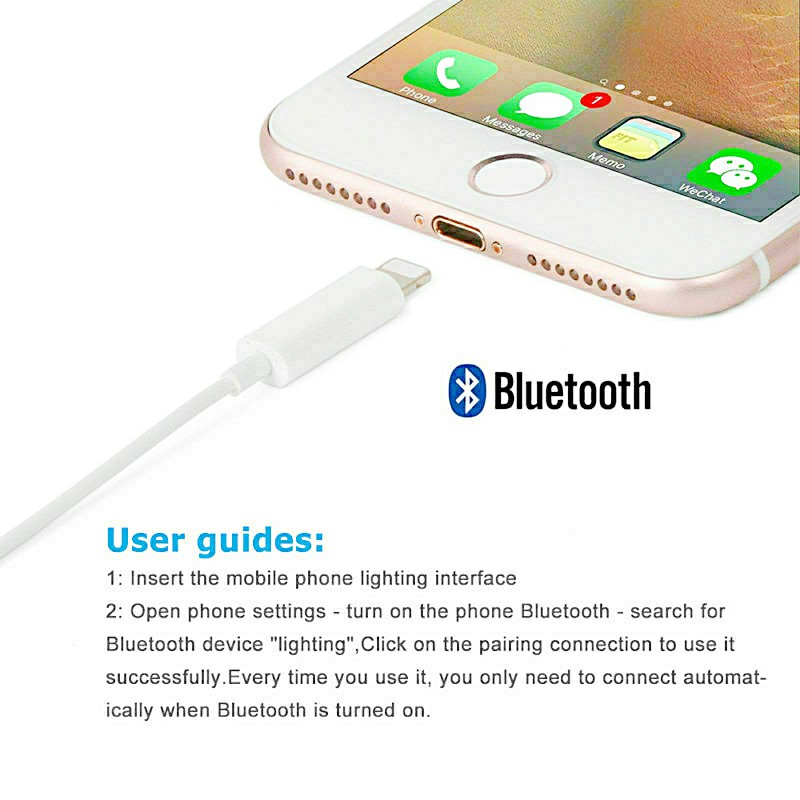 8 Pin to 3.5mm Headphone Bluetooth Jack Audio Adapter