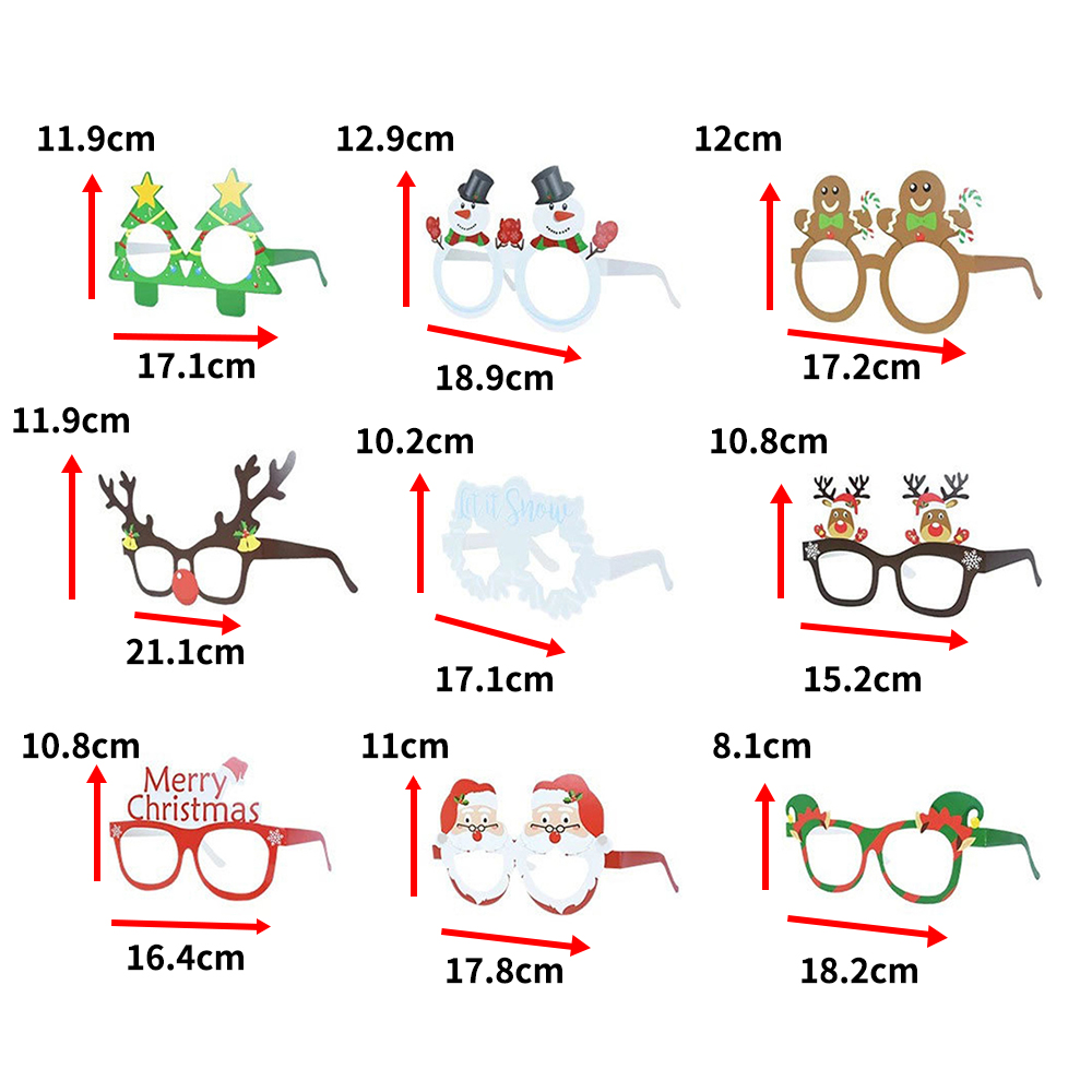 9x Christmas Glasses Specs Novelty Xmas Sunglasses Fancy Dress Party Accessory
