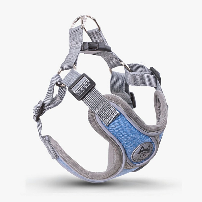 Adjustable and Breathable Dog Pet Harness Vest Padded Safety Puppy Leash Set - Blue L