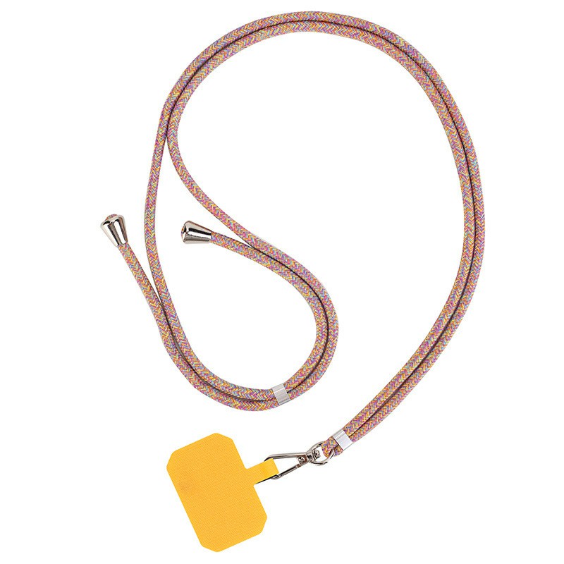 Adjustable Cross Body Nylon Patch Phone Lanyard Mobile Phone Strap - Yellow Rainbow