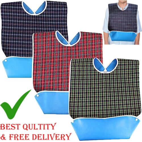 Adult Elderly Disable Mealtime Bib Clothing Protector Large Apron Waterproof - Green