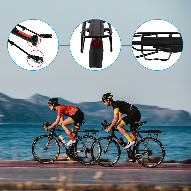 Aluminum Alloy Bicycle Rear Pannier Rack Mountain Bike Rear Carrier with Adjustable Fender