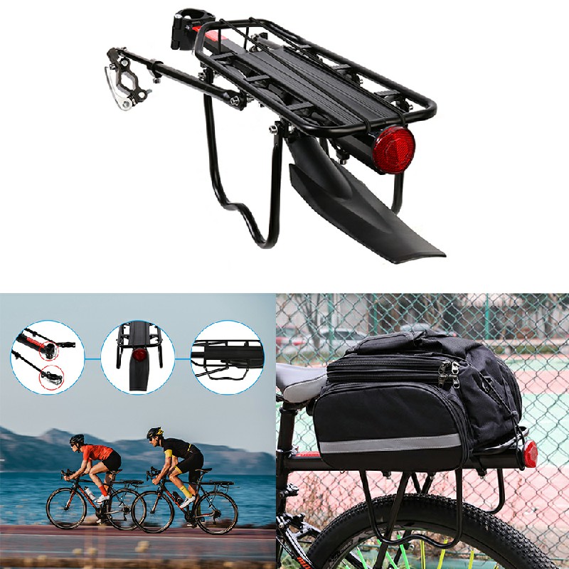 Aluminum Alloy Bicycle Rear Pannier Rack Mountain Bike Rear Carrier with Adjustable Fender
