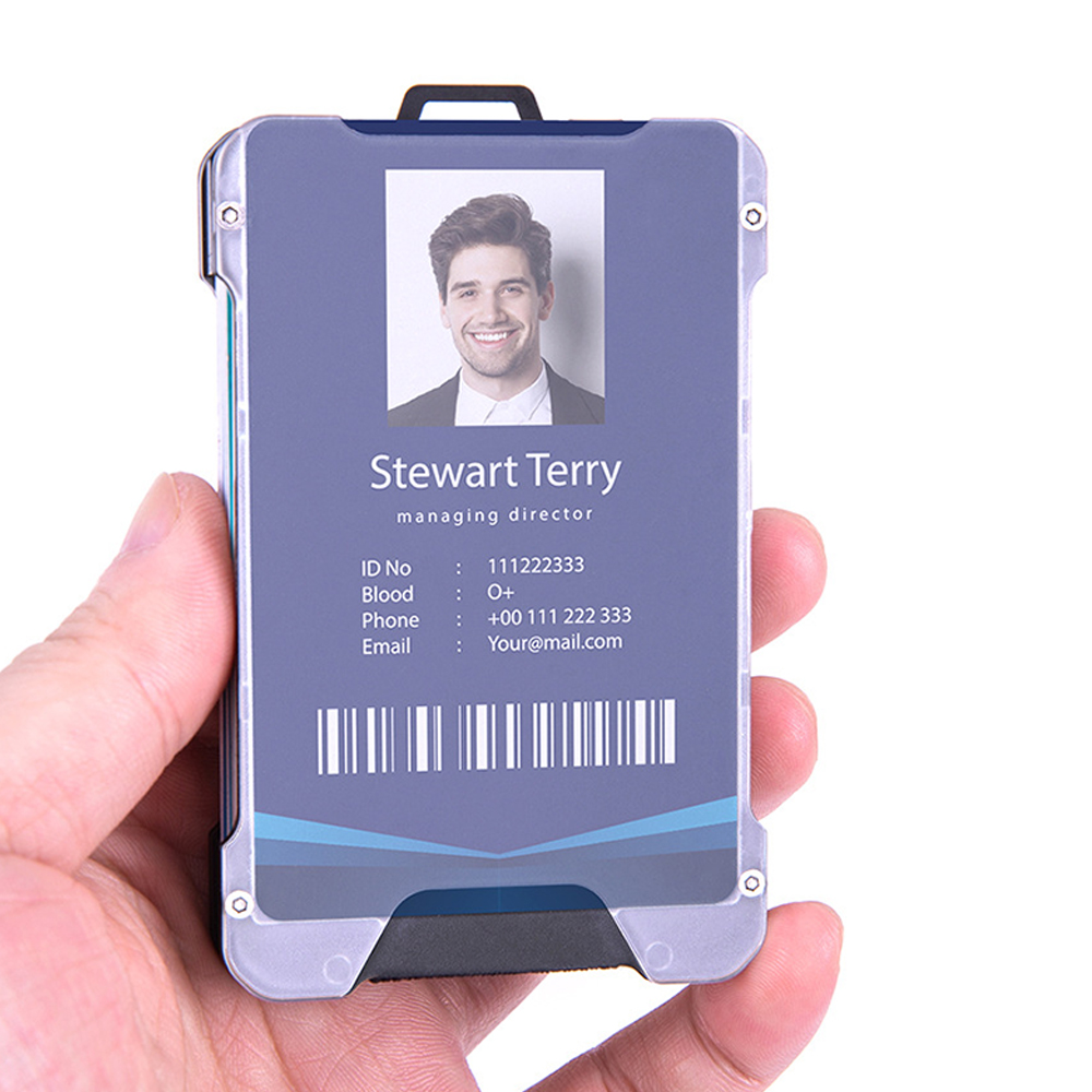 Aluminum Metal Men Card Holder Rfid Blocking Slim Clip - Black