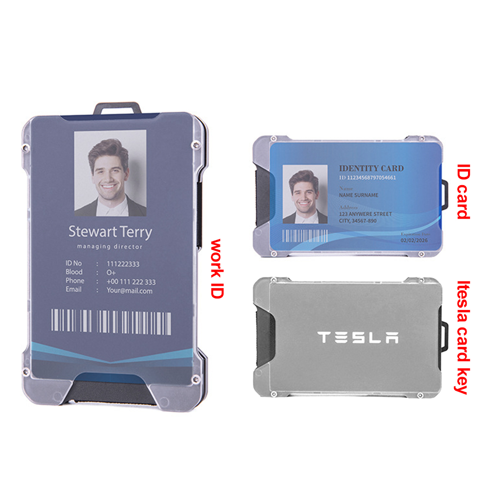 Aluminum Metal Men Card Holder Rfid Blocking Slim Clip - Black