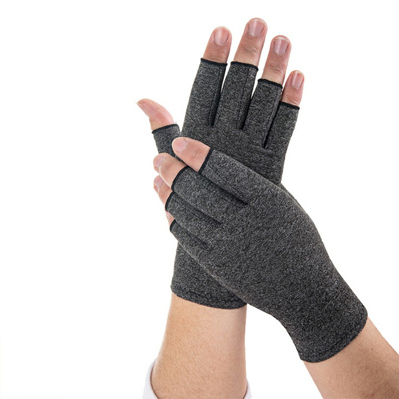 Anti Arthritis Gloves Hand Support Pain Relief Copper Finger Compression - L Black Dot