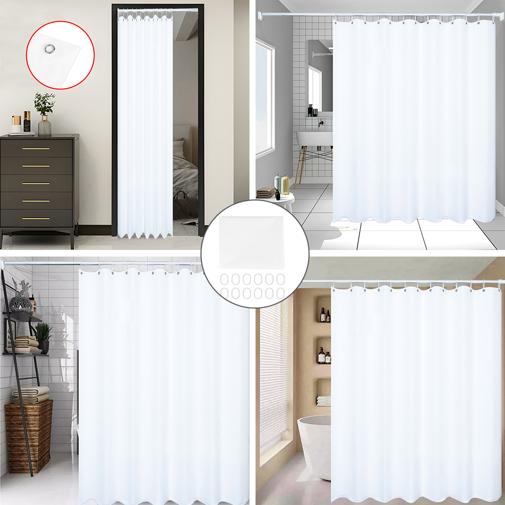 71x71 Inch Bathroom Shower Curtain With 12 Hooks Mould Proof Mildew Resistant Shower Curtain 1.8 m x 1.8m White