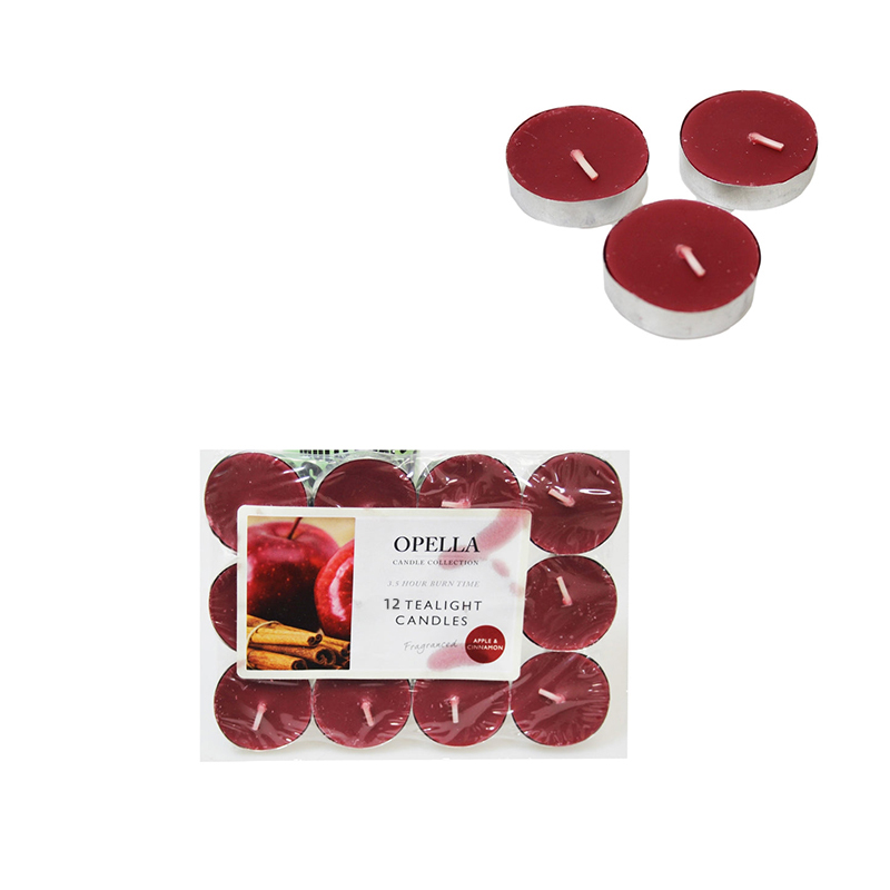 Beautifully Scented Apple and Cinnamon 12 Tealight Candles 3.5 Hour Burn Time