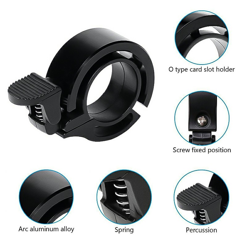 Bicycle Bell Aluminum Alloy Bike Alarm Handlebar Cycling Ring Loud - Black