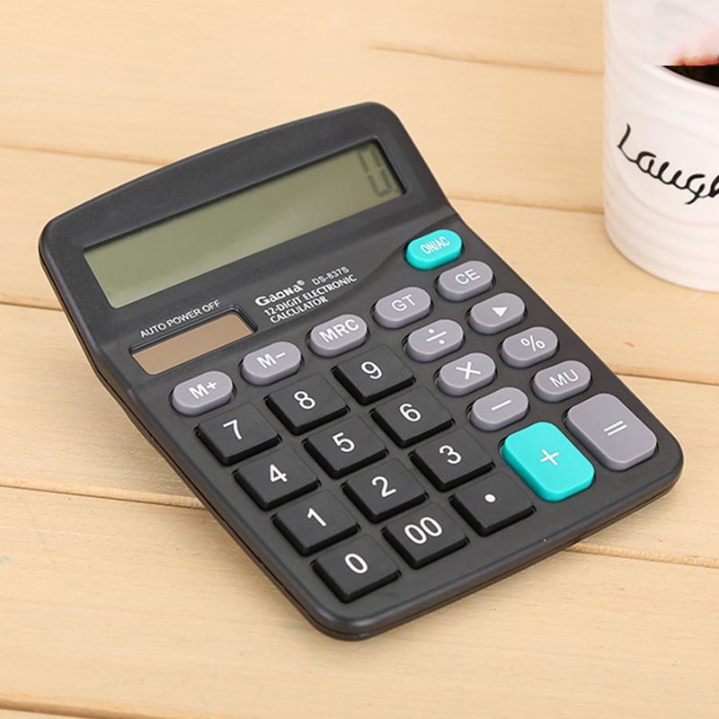 Big Display Two Way Power Electronic Calculator Office Maths Black