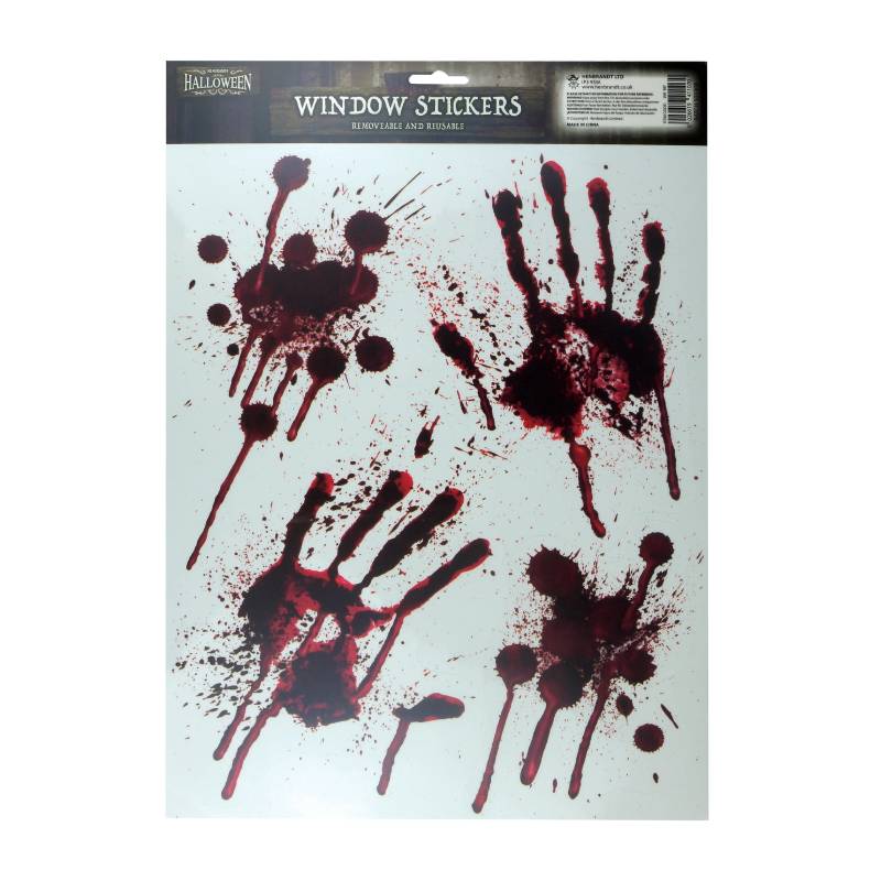 Bloody Hand Window Stickers Removable Reusable Halloween Decorations