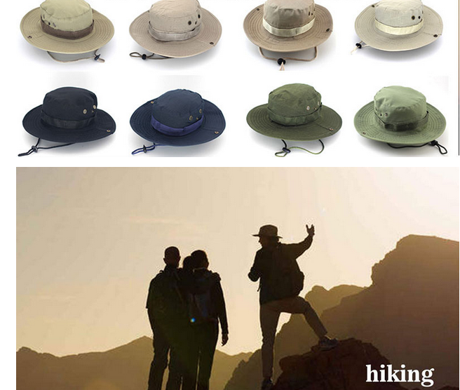 Boonie Sun Hat Bucket Cargo Safari Bush Summer Fishing Hat for Men and Women - Khaki