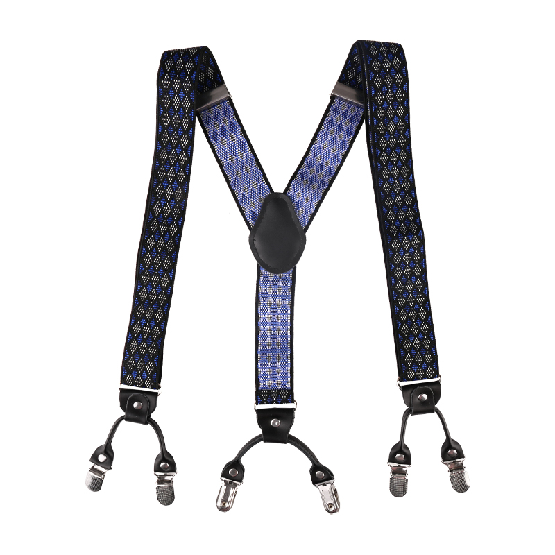 Business Men Adult Suspenders Clip Refined Non-slip Shoulder Straps - Blue Prismatic
