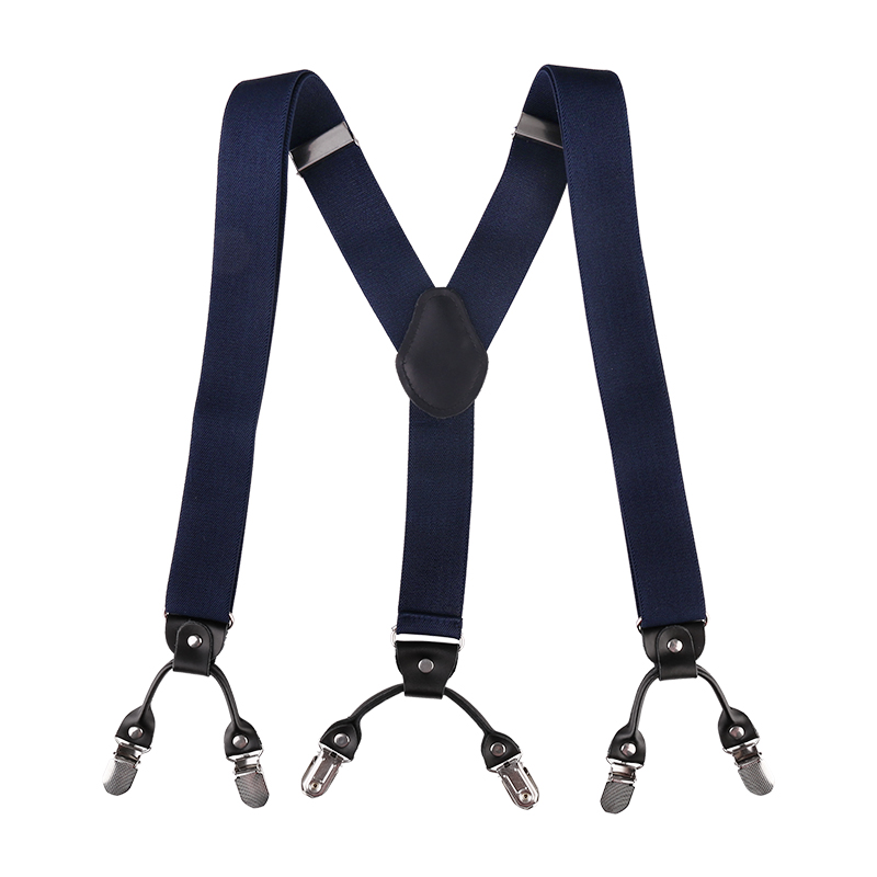 Business Men Adult Suspenders Clip Refined Non-slip Shoulder Straps - Navy