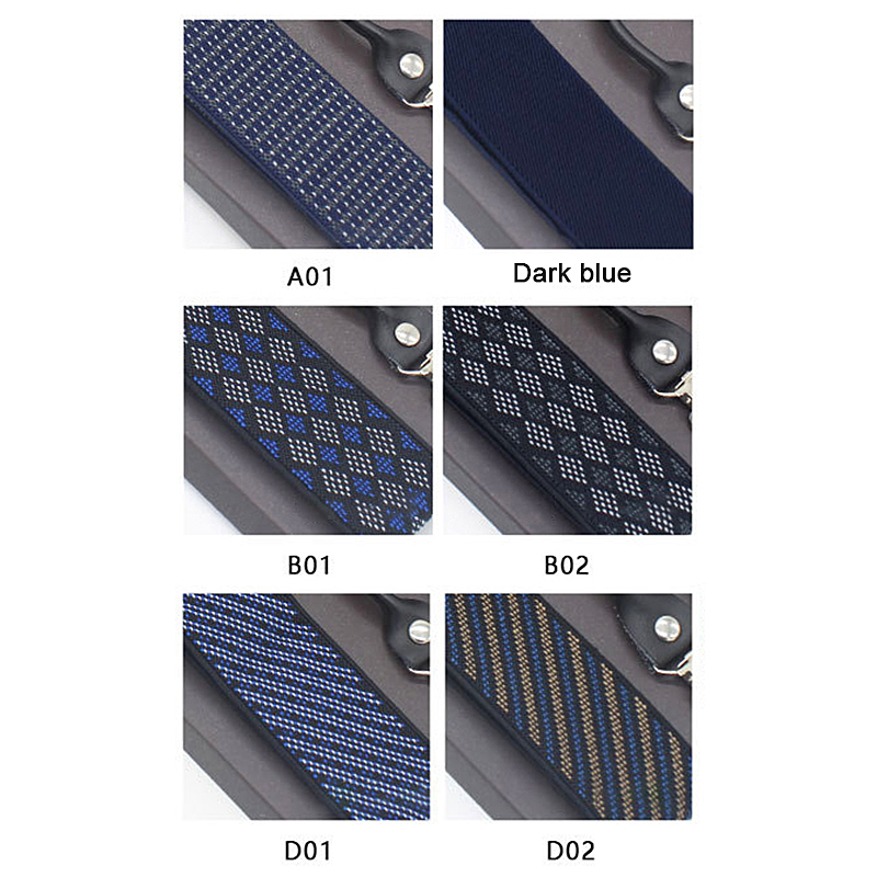Business Men Adult Suspenders Clip Refined Non-slip Shoulder Straps - Navy