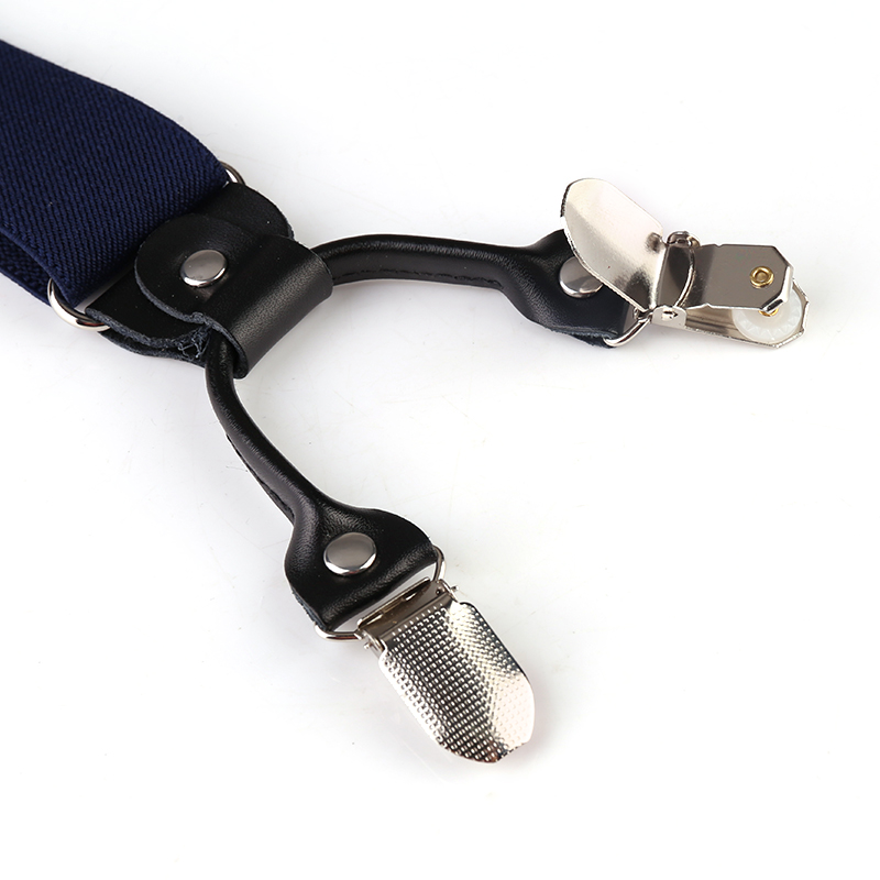Business Men Adult Suspenders Clip Refined Non-slip Shoulder Straps - Navy
