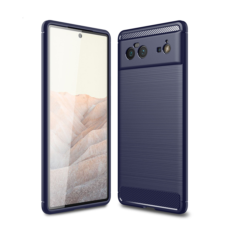 Carbon Fibre Pattern TPU Bumper Protective Case for Google Pixel 6 - Blue