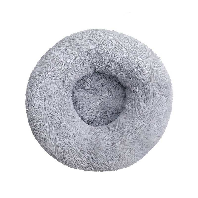 Cat Puppy Calming Plush Cushion Round Pet Bed without Zippers and Non-removable - Grey Diameter 70cm