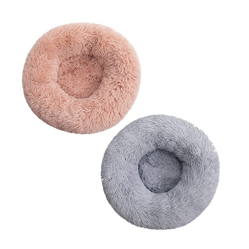 Cat Puppy Calming Plush Cushion Round Pet Bed without Zippers and Non-removable - Grey Diameter 70cm