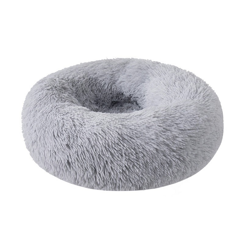Cat Puppy Calming Plush Cushion Round Pet Bed without Zippers and Non-removable - Grey Diameter 80cm