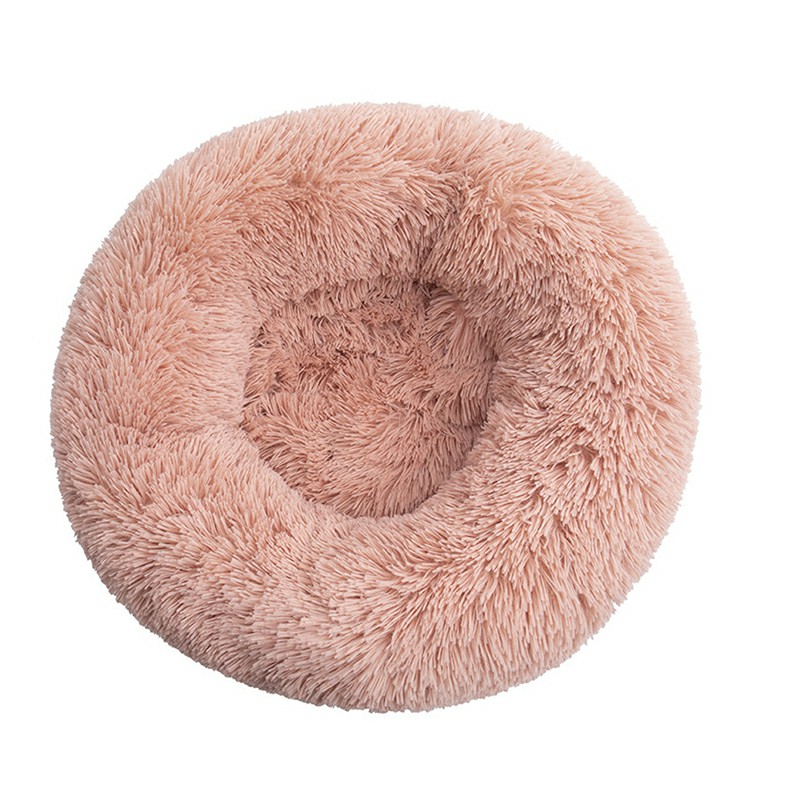 Cat Puppy Calming Plush Cushion Round Pet Bed without Zippers and Non-removable - Pink Diameter 80cm
