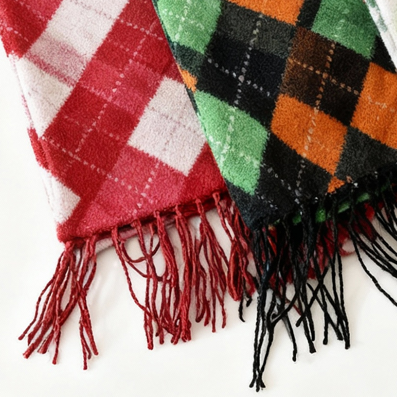Christmas Winter Scarf Colorful Plaid Scarf Classic Soft Warm Scarf For Men Women Random Color 148 x 30 cm