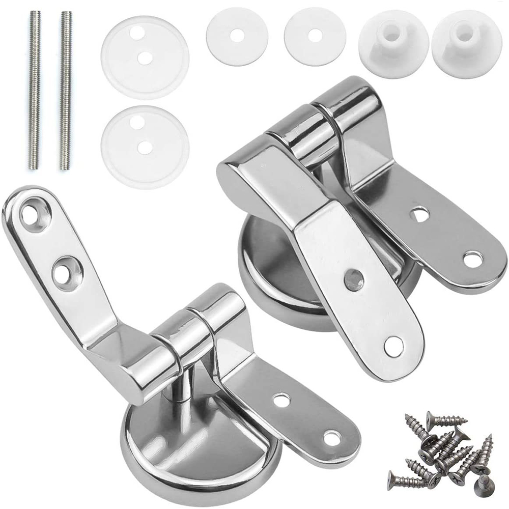 Chrome Replacement Set Toilet Seat Hinges with Fittings Universal Mountings