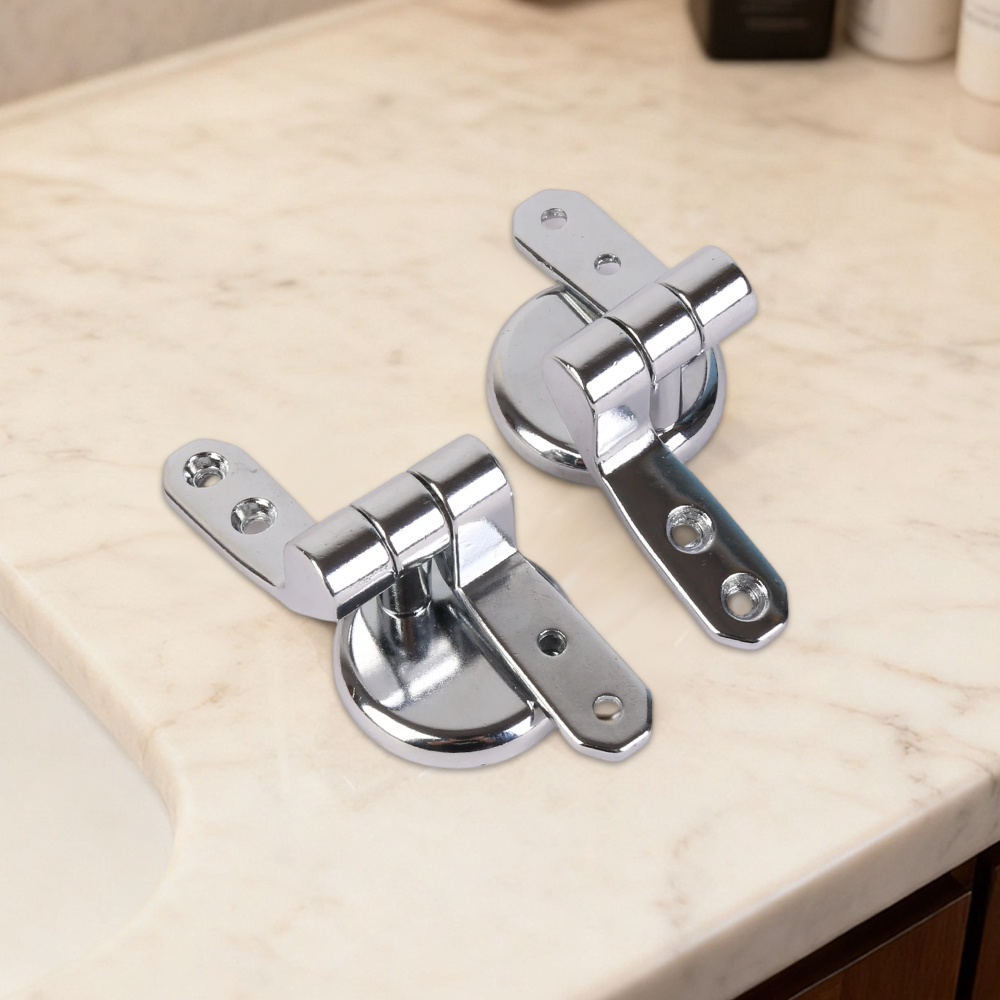 Chrome Replacement Set Toilet Seat Hinges with Fittings Universal Mountings
