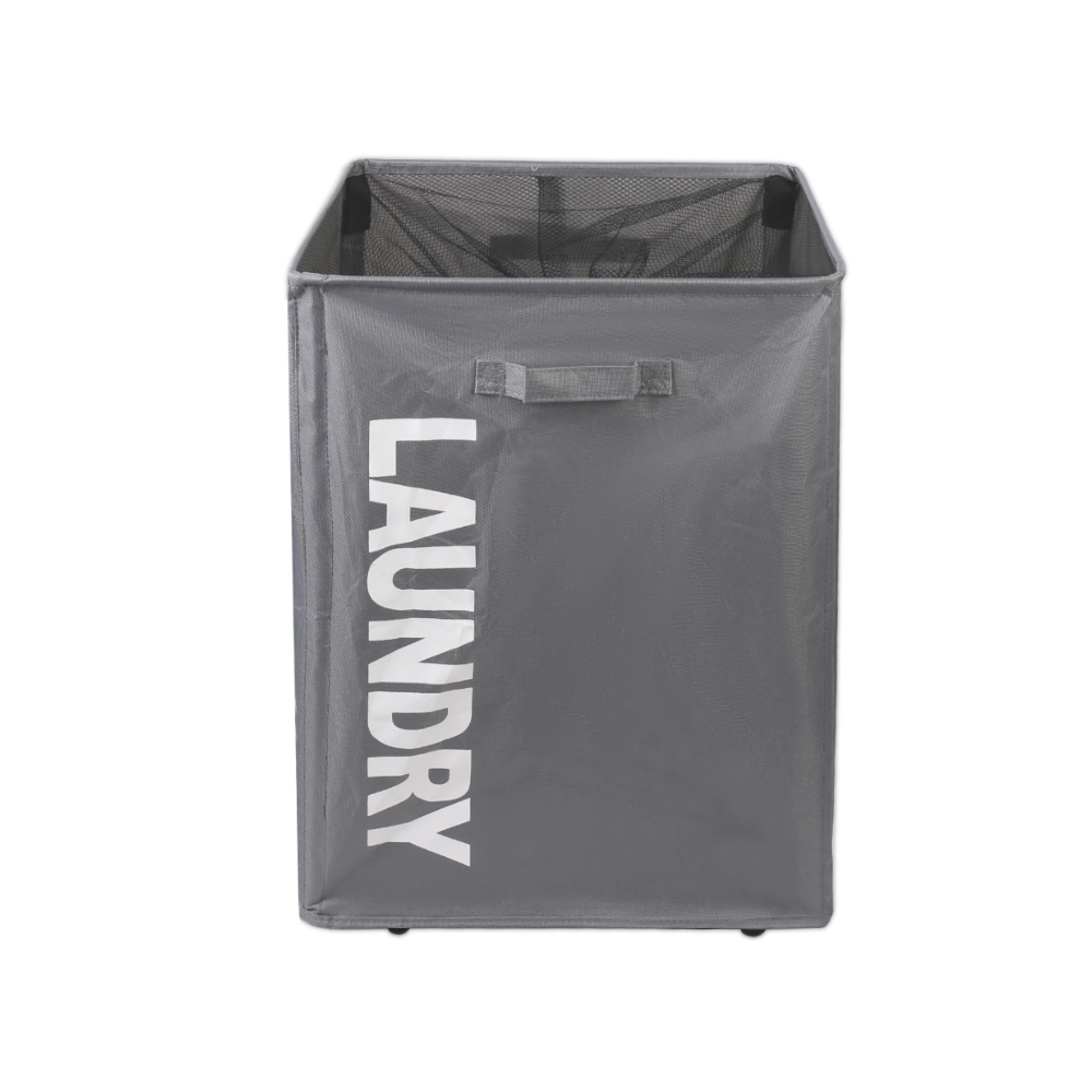Collapsible Laundry Basket on Wheels Washing Clothes Bin Slim Rolling Hamper - Grey