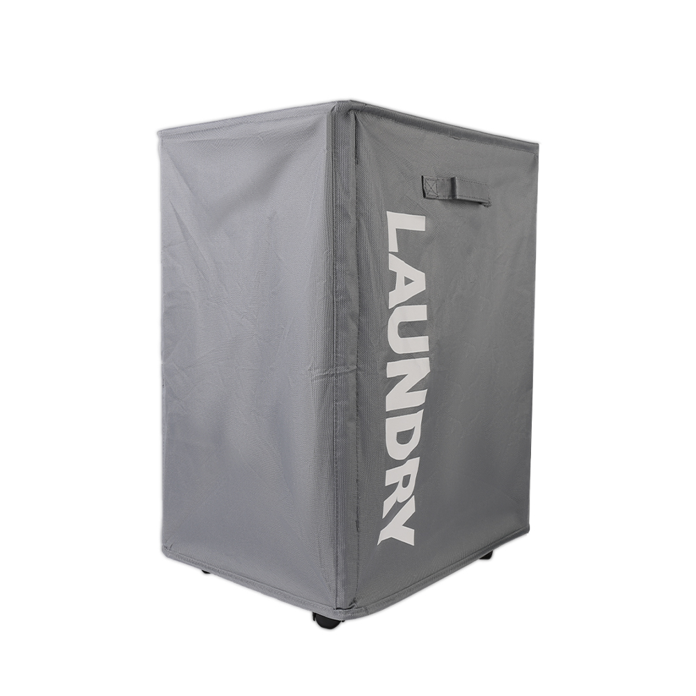 Collapsible Laundry Basket on Wheels Washing Clothes Bin Slim Rolling Hamper - Grey