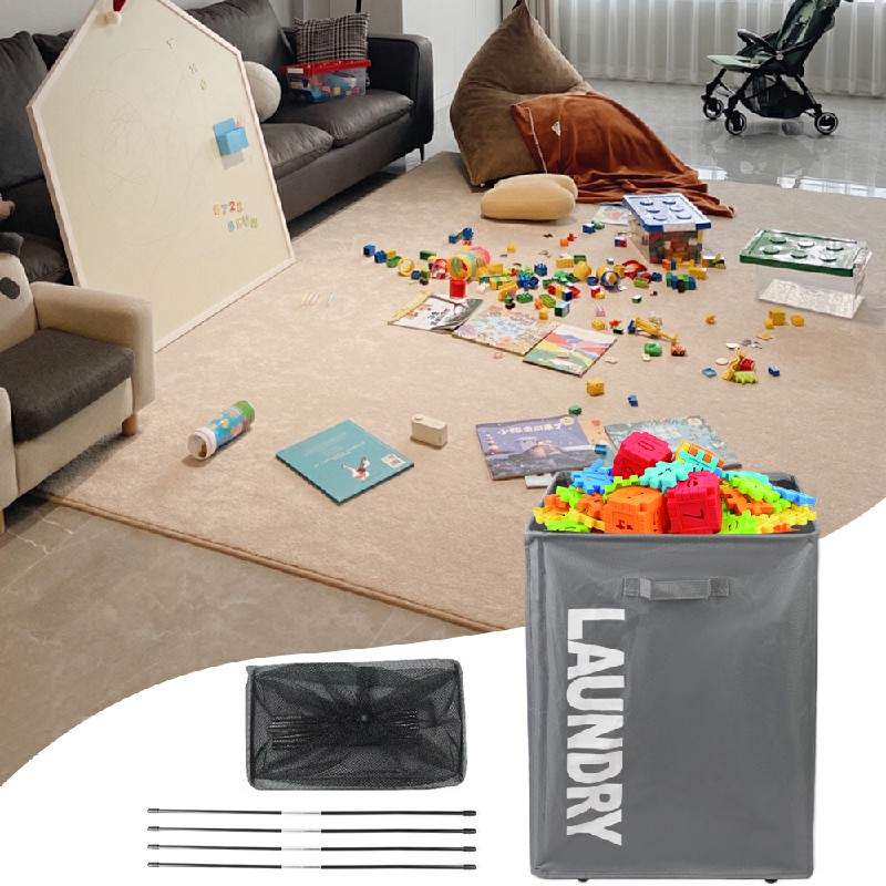 Collapsible Laundry Basket on Wheels Washing Clothes Bin Slim Rolling Hamper - Grey