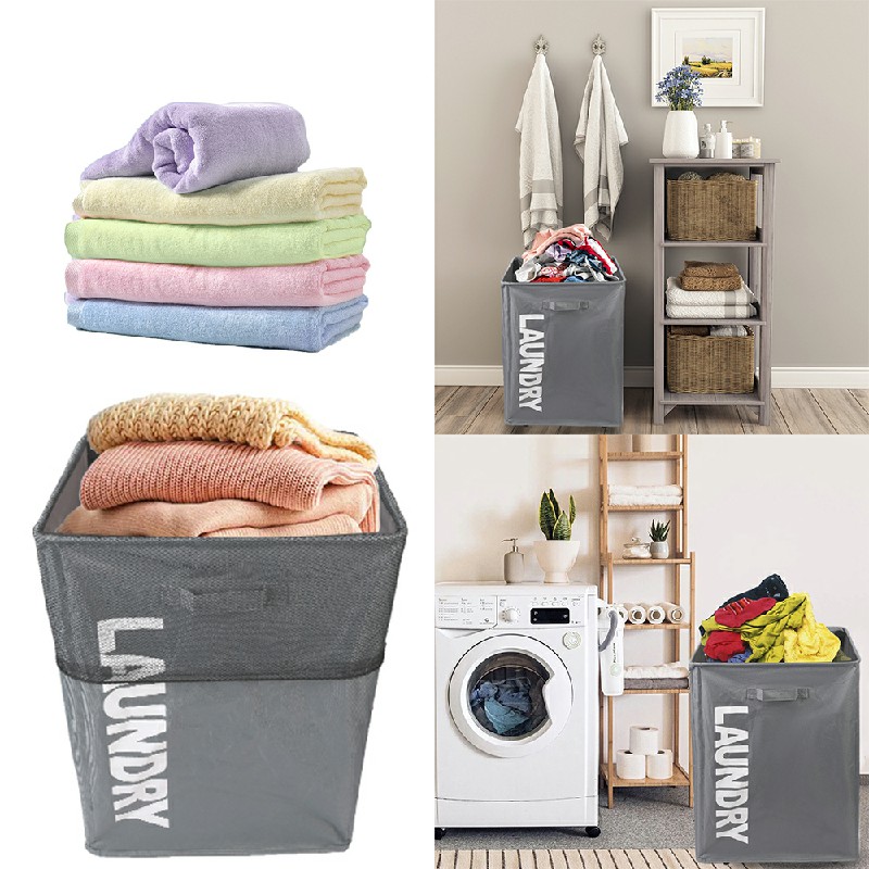 Collapsible Laundry Basket on Wheels Washing Clothes Bin Slim Rolling Hamper - Grey