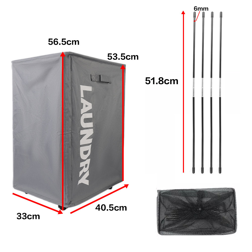 Collapsible Laundry Basket on Wheels Washing Clothes Bin Slim Rolling Hamper - Grey