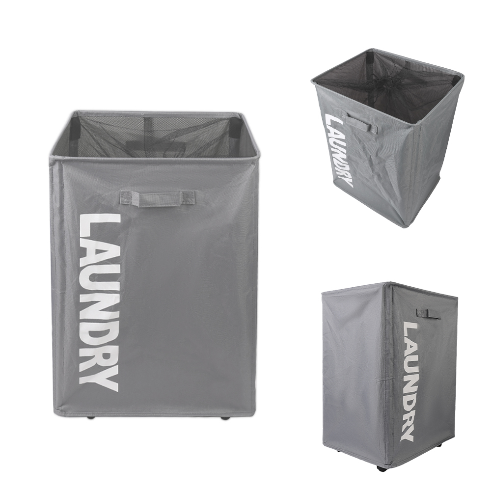 Collapsible Laundry Basket on Wheels Washing Clothes Bin Slim Rolling Hamper - Grey