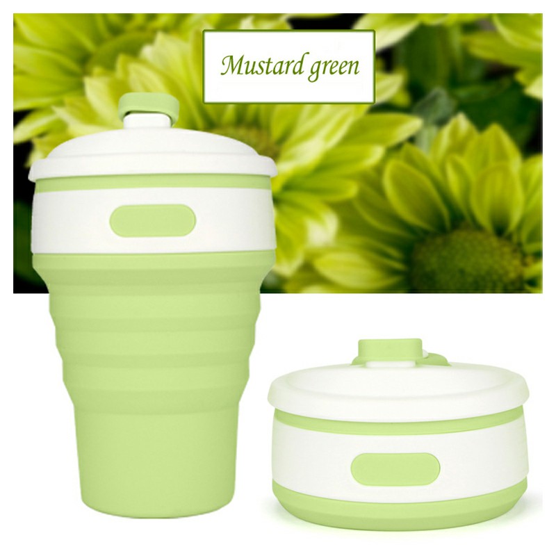 Collapsible Silicone Telescopic Water Bottle Foldable Portable Leakproof Cup - Green
