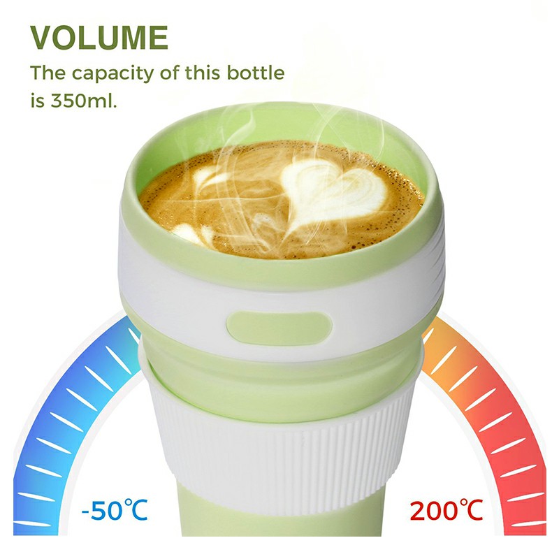 Collapsible Silicone Telescopic Water Bottle Foldable Portable Leakproof Cup - Green