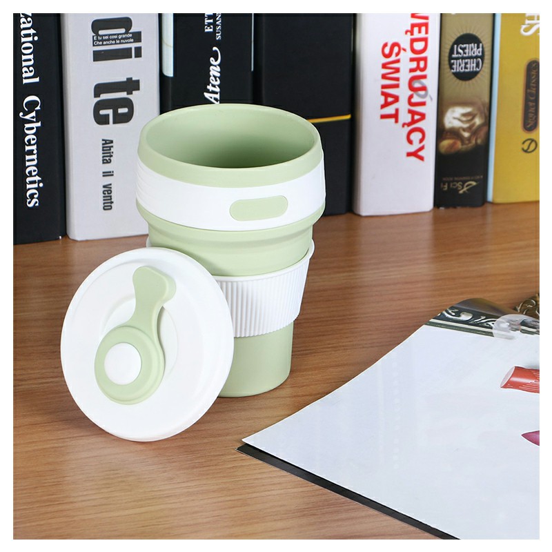 Collapsible Silicone Telescopic Water Bottle Foldable Portable Leakproof Cup - Green