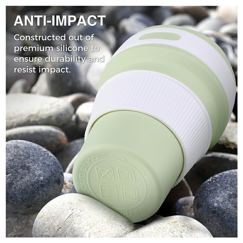 Collapsible Silicone Telescopic Water Bottle Foldable Portable Leakproof Cup - Green