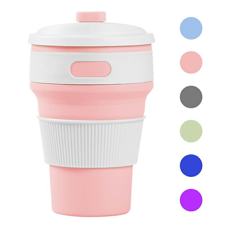 Collapsible Silicone Telescopic Water Bottle Foldable Portable Leakproof Cup - Pink