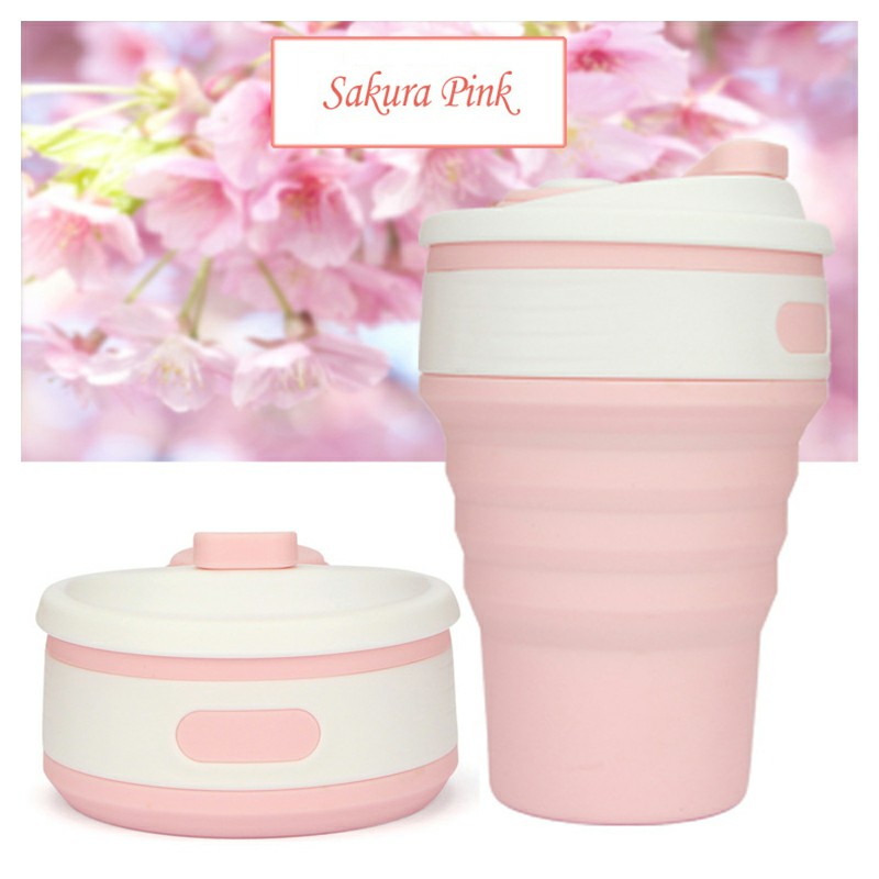 Collapsible Silicone Telescopic Water Bottle Foldable Portable Leakproof Cup - Pink