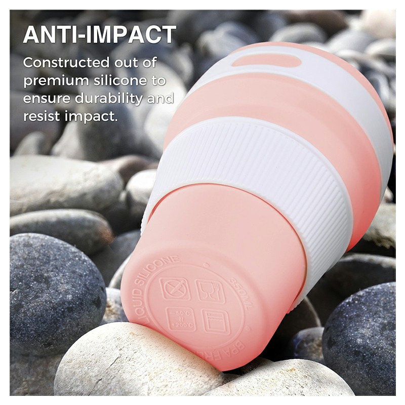 Collapsible Silicone Telescopic Water Bottle Foldable Portable Leakproof Cup - Pink