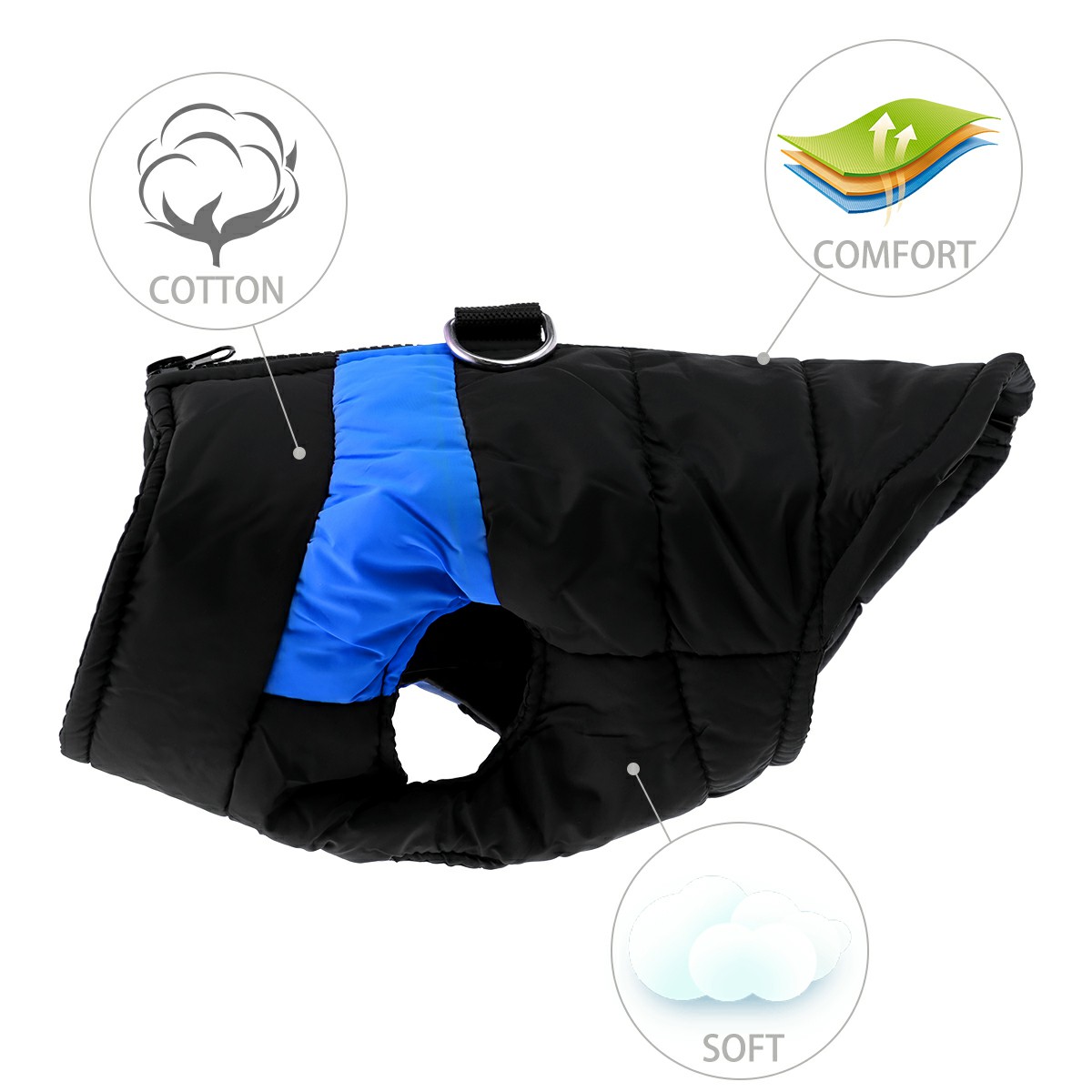 Comfy Soft Dog Vest Jacket Winter Waterproof Padded Pet Clothes Warm Vest Coat Size XL - Blue