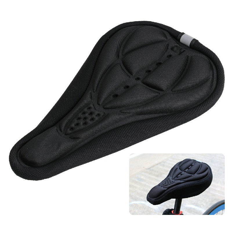 Cycling Bicycle Bike Silicone Saddle 3D Seat Cover Cushion Soft Pad - Black
